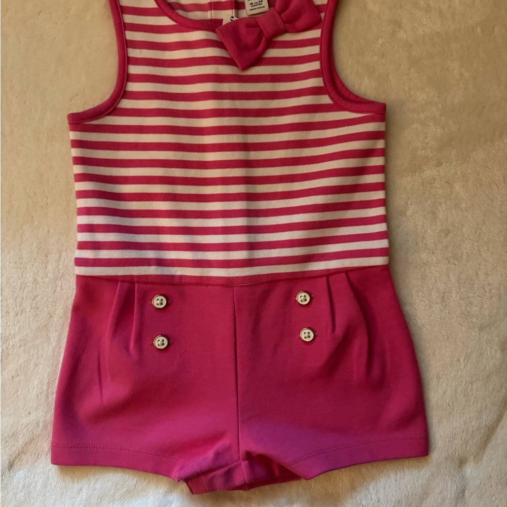 NWT- Janie and Jack Pink and White Striped Romper